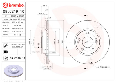 Jeu de disques de frein BREMBO 09.C249.11