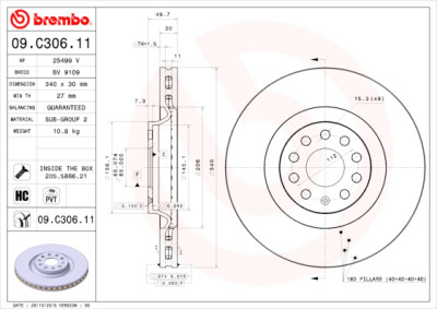 Jeu de disques de frein BREMBO 09.C306.11