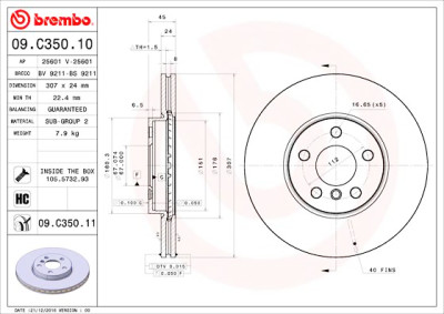 Jeu de disques de frein BREMBO 09.C350.11