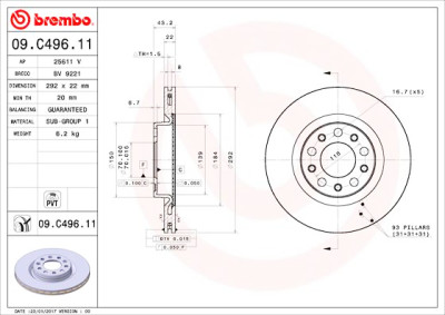 Jeu de disques de frein BREMBO 09.C496.11