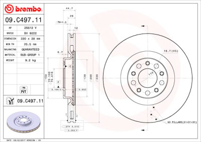 Disque de frein BREMBO 09.C497.11