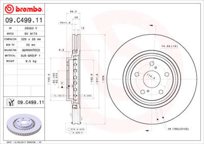 Jeu de disques de frein BREMBO 09.C499.11