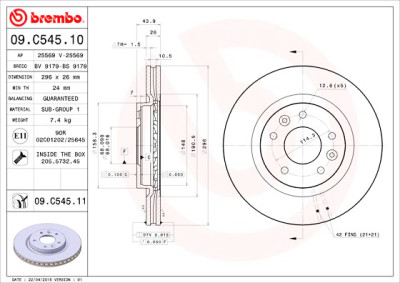 Jeu de disques de frein BREMBO 09.C545.11