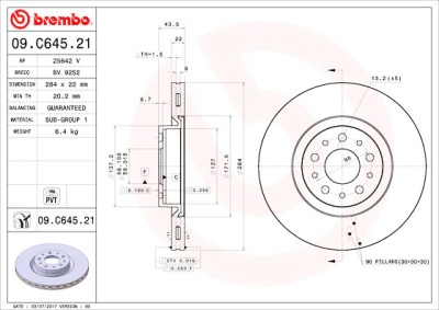 Jeu de disques de frein BREMBO 09.C645.21