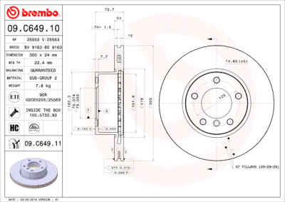 Jeu de disques de frein BREMBO 09.C649.11