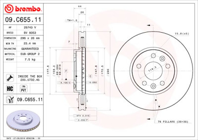 Jeu de disques de frein BREMBO 09.C655.11