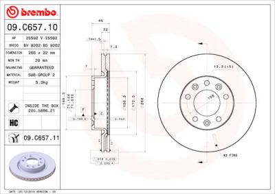 Jeu de disques de frein BREMBO 09.C657.11