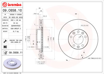Jeu de disques de frein BREMBO 09.C658.11