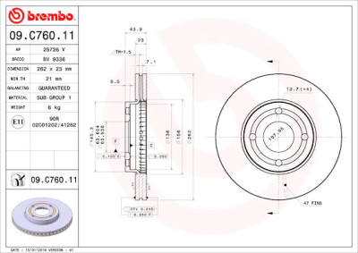 Jeu de disques de frein BREMBO 09.C760.11