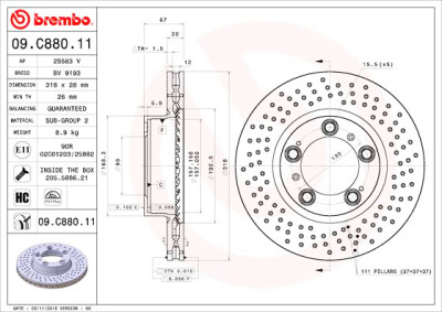 Jeu de disques de frein BREMBO 09.C880.11
