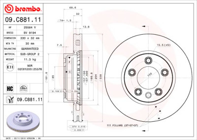 Jeu de disques de frein BREMBO 09.C881.11