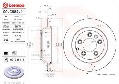 Jeu de disques de frein BREMBO 09.C884.11