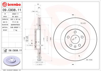 Jeu de disques de frein BREMBO 09.C938.11