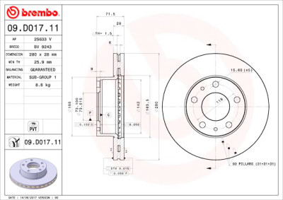 Jeu de disques de frein BREMBO 09.D017.11