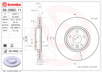 Jeu de disques de frein BREMBO 09.D062.11