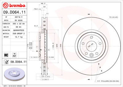 Jeu de disques de frein BREMBO 09.D064.11