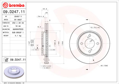 Jeu de disques de frein BREMBO 09.D247.11