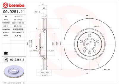 Jeu de disques de frein BREMBO 09.D251.11