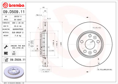 Jeu de disques de frein BREMBO 09.D509.11