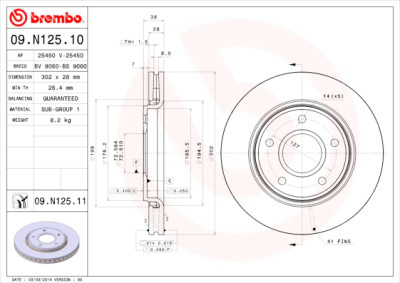 Jeu de disques de frein BREMBO 09.N125.10