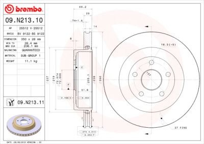 Jeu de disques de frein BREMBO 09.N213.11