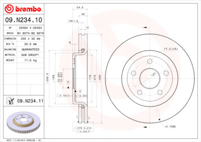 Jeu de disques de frein BREMBO 09.N234.11