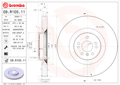 Jeu de disques de frein BREMBO COATED DISC LINE 09.R105.11