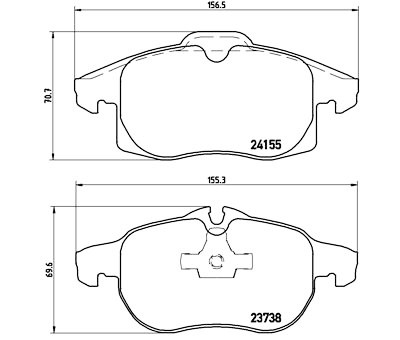 Jeu de 4 plaquettes de frein avec côté installation BREMBO P 10 011