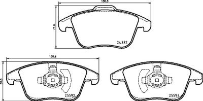 Jeu de 4 plaquettes de frein BREMBO P 24 211