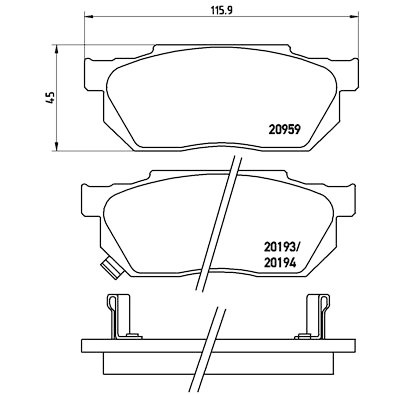 Jeu de 4 plaquettes de frein BREMBO P 28 008