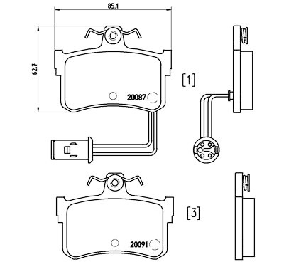 Jeu de 4 plaquettes de frein BREMBO P 28 015
