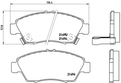 Jeu de 4 plaquettes de frein BREMBO P 28 023