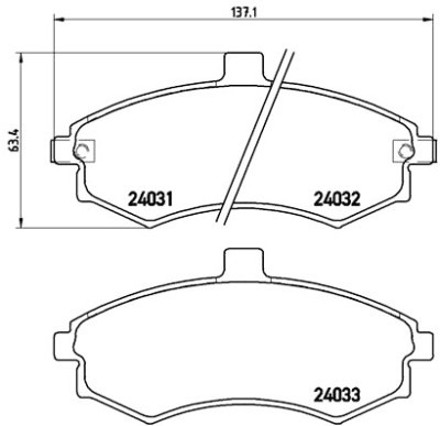 Jeu de 4 plaquettes de frein BREMBO P 30 020