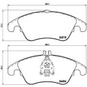 Jeu de 4 plaquettes de frein avec côté installation BREMBO P 50 069
