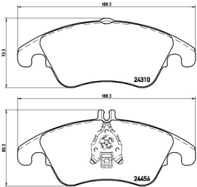 Jeu de 4 plaquettes de frein avec côté installation BREMBO P 50 069