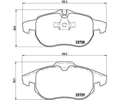 Jeu de 4 plaquettes de frein avec côté installation BREMBO P 59 043