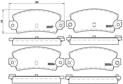 Jeu de 4 plaquettes de frein BREMBO P 68 002