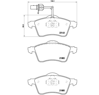 Jeu de 4 plaquettes de frein avec côté installation BREMBO P 85 049