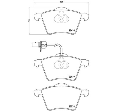 Jeu de 4 plaquettes de frein avec côté installation BREMBO P 85 062