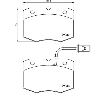 Jeu de 4 plaquettes de frein BREMBO P A6 014