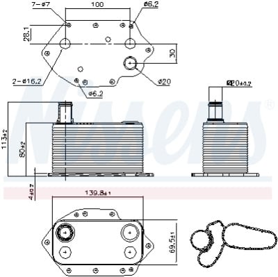 Radiateur d'huile, huile moteur NISSENS 90905