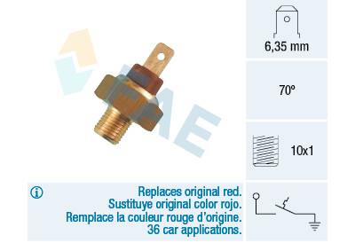 Interrupteur de température, voyant d'avertissement du liquide de refroidissement FAE 35660