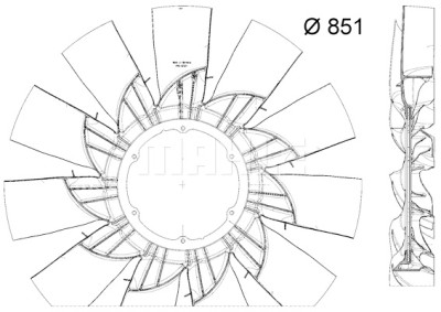 Roue du souffleur, refroidissementdu moteur