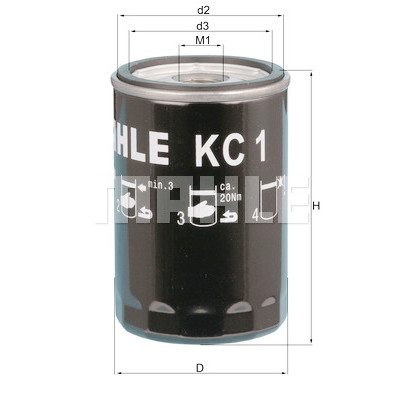 Filtre à carburant MAHLE ORIGINAL KC 1