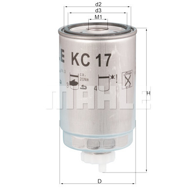 Filtre à carburant MAHLE ORIGINAL KC 17D