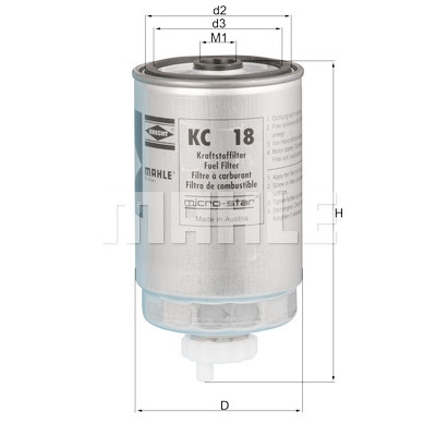 Filtre à carburant MAHLE ORIGINAL KC 18