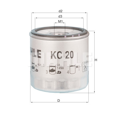 Filtre à carburant MAHLE ORIGINAL KC 20