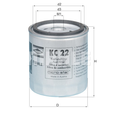 Filtre à carburant MAHLE ORIGINAL KC 22