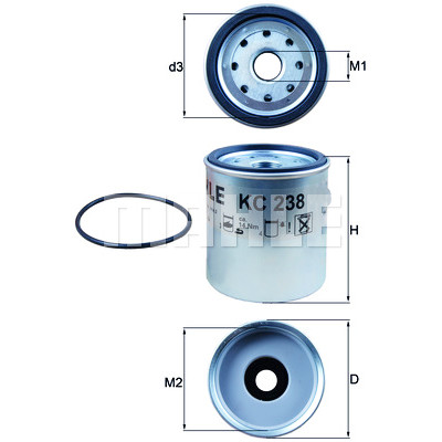 Filtre à carburant MAHLE ORIGINAL KC 238D