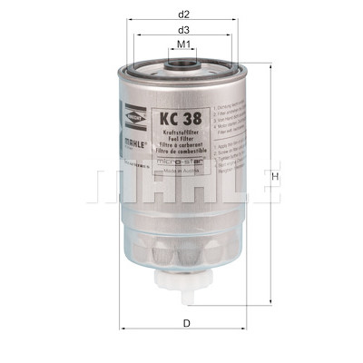 Filtre à carburant MAHLE ORIGINAL KC 38